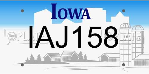 IAJ158 Iowa License Plate