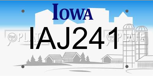 IAJ241 Iowa License Plate