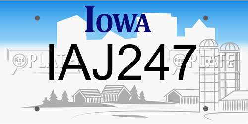 IAJ247 Iowa License Plate