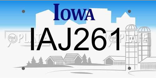 IAJ261 Iowa License Plate