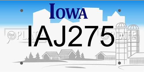 IAJ275 Iowa License Plate