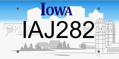 IAJ282 Iowa License Plate