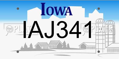 IAJ341 Iowa License Plate