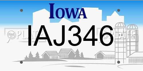 IAJ346 Iowa License Plate