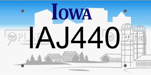 IAJ440 Iowa License Plate