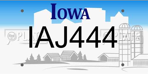 IAJ444 Iowa License Plate