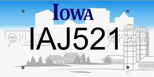IAJ521 Iowa License Plate