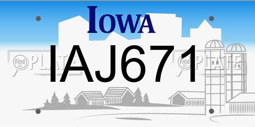 IAJ671 Iowa License Plate