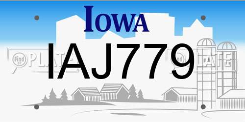 IAJ779 Iowa License Plate