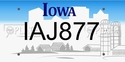 IAJ877 Iowa License Plate