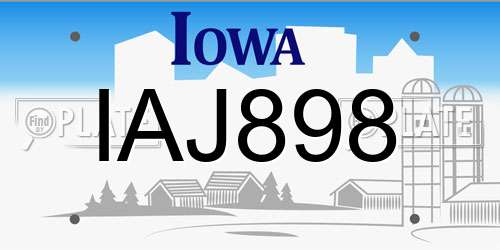 IAJ898 Iowa License Plate