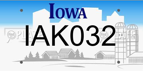 IAK032 Iowa License Plate