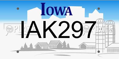 IAK297 Iowa License Plate