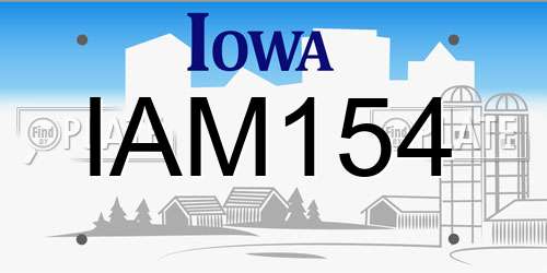 IAM154 Iowa License Plate