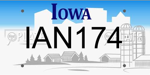 IAN174 Iowa License Plate