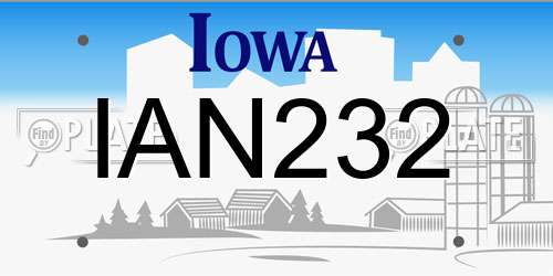 IAN232 Iowa License Plate