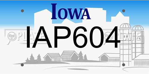 IAP604 Iowa License Plate