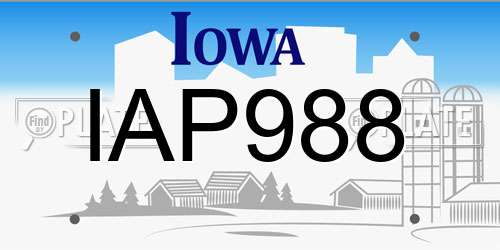 IAP988 Iowa License Plate