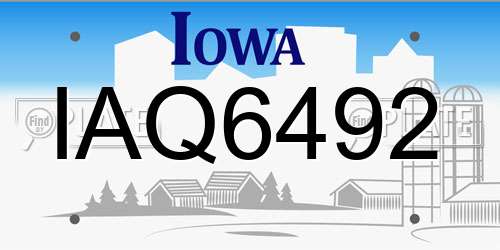 IAQ6492 Iowa License Plate