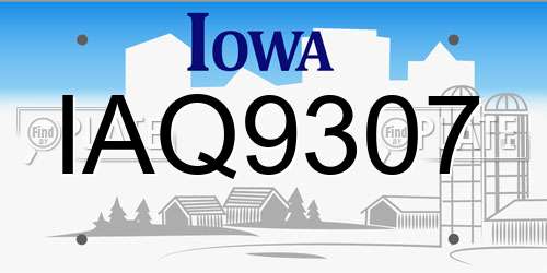 IAQ9307 Iowa License Plate