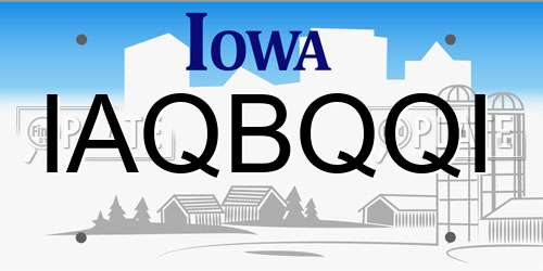 IAQBQQI Iowa License Plate