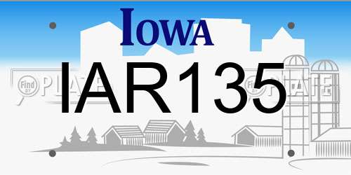 IAR135 Iowa License Plate