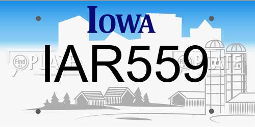 IAR559 Iowa License Plate