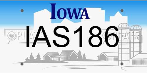 IAS186 Iowa License Plate