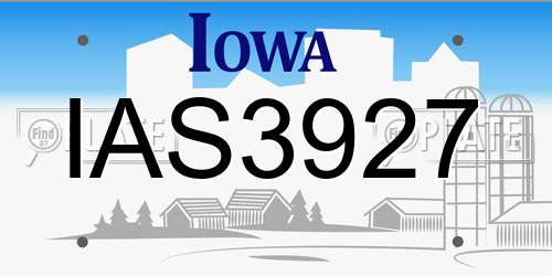 IAS3927 Iowa License Plate