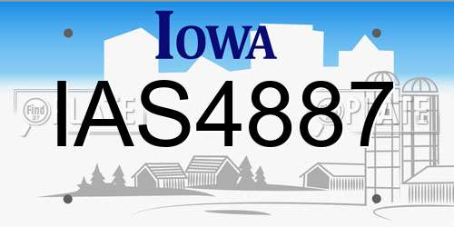 IAS4887 Iowa License Plate