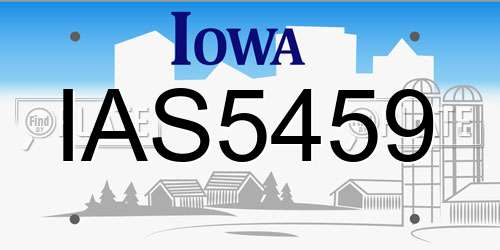 IAS5459 Iowa License Plate