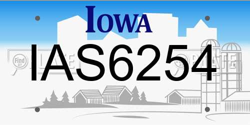 IAS6254 Iowa License Plate