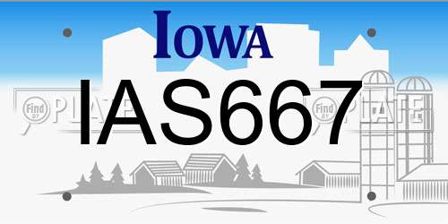 IAS667 Iowa License Plate