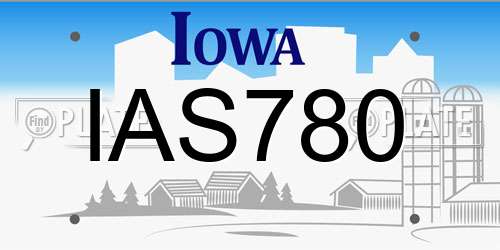 IAS780 Iowa License Plate