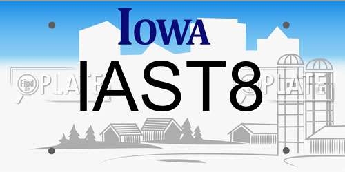 IAST8 Iowa License Plate