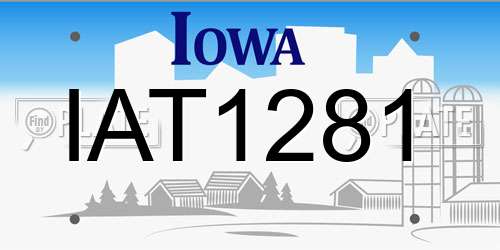 IAT1281 Iowa License Plate