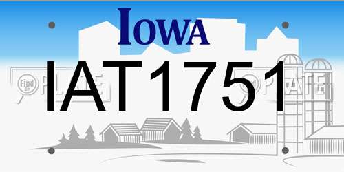 IAT1751 Iowa License Plate