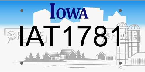 IAT1781 Iowa License Plate