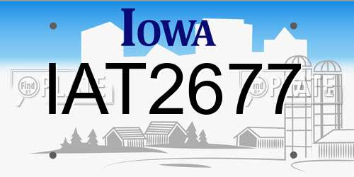 IAT2677 Iowa License Plate