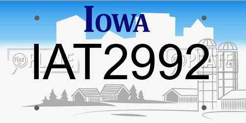 IAT2992 Iowa License Plate