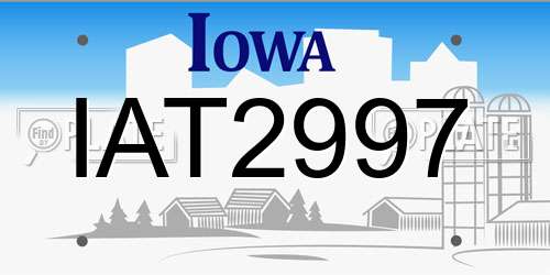 IAT2997 Iowa License Plate