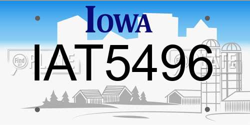 IAT5496 Iowa License Plate