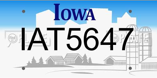 IAT5647 Iowa License Plate