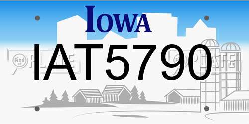 IAT5790 Iowa License Plate