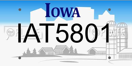 IAT5801 Iowa License Plate
