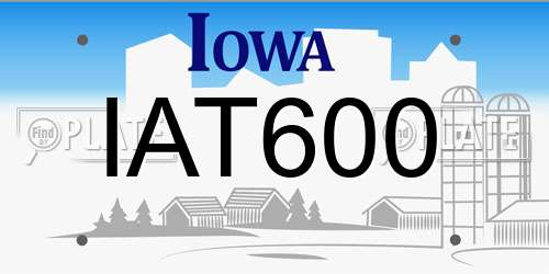 IAT600 Iowa License Plate