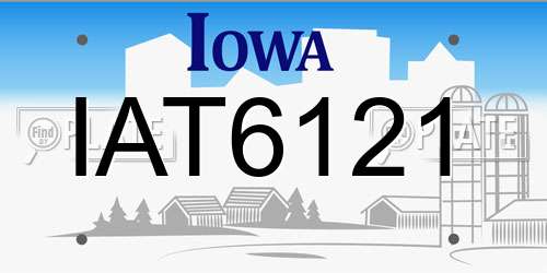 IAT6121 Iowa License Plate