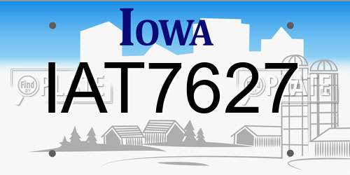 IAT7627 Iowa License Plate