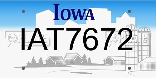 IAT7672 Iowa License Plate