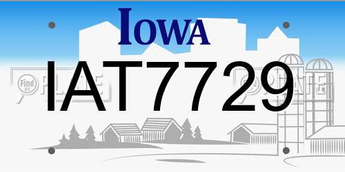 IAT7729 Iowa License Plate